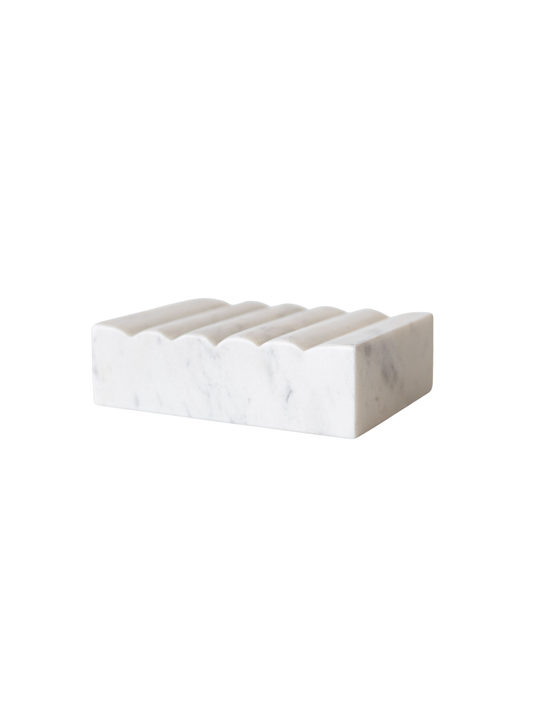 White Scalloped Marble Soap Dish
