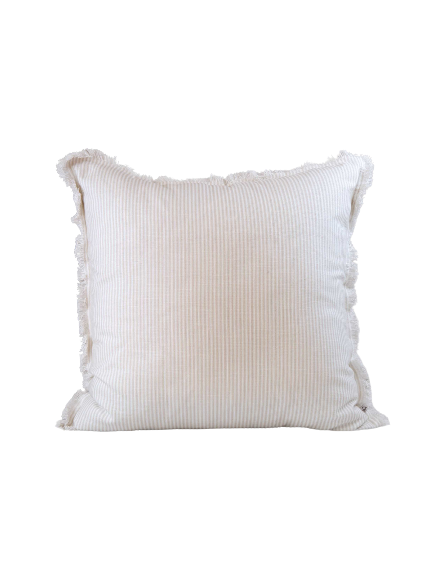 Oyster Magnolia Ticking Stripe Pillow