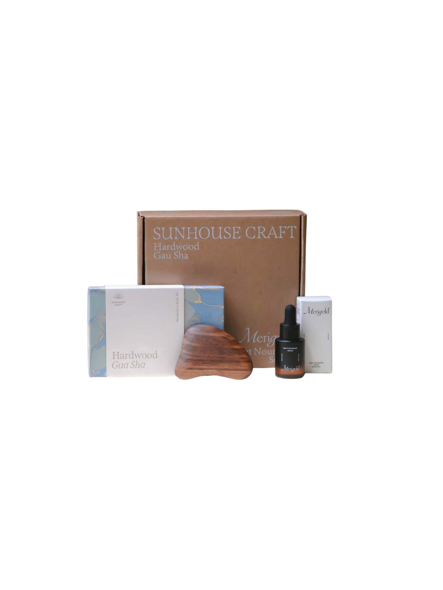 Wood Gua Sha and Night Serum Set