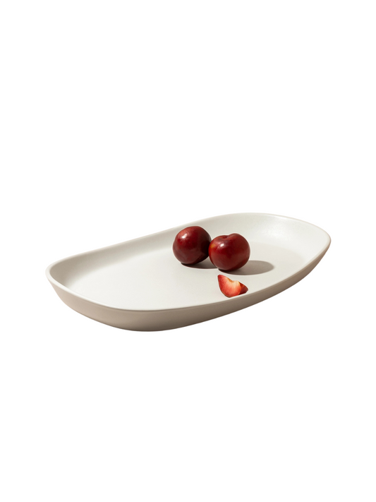 Mini Long Stoneware Serving Platters - Dadasi - Matte White / Medium