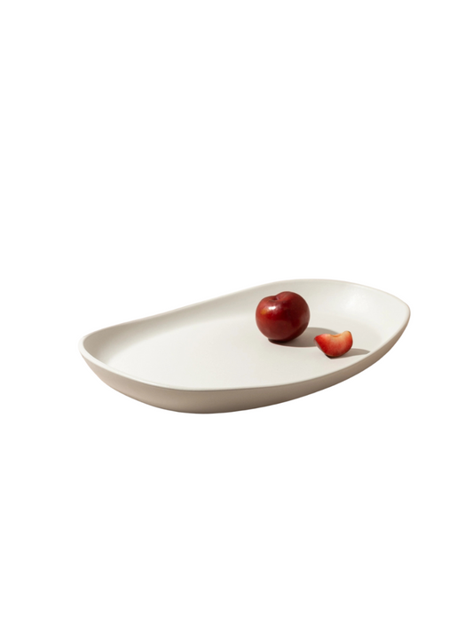 Mini Long Stoneware Serving Platters - Dadasi - Matte White / Small