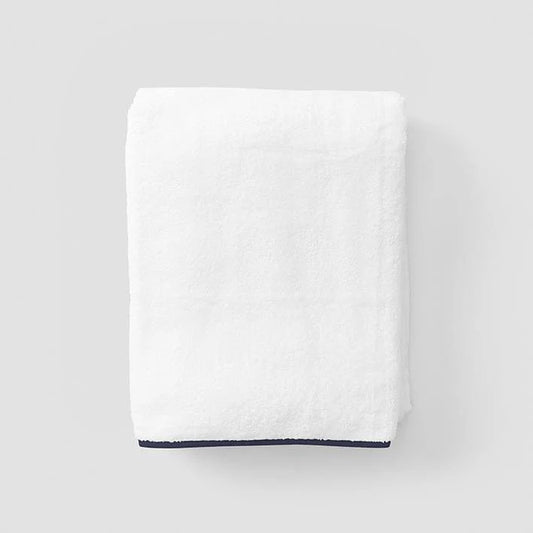 Bath Towel, Navy Piping