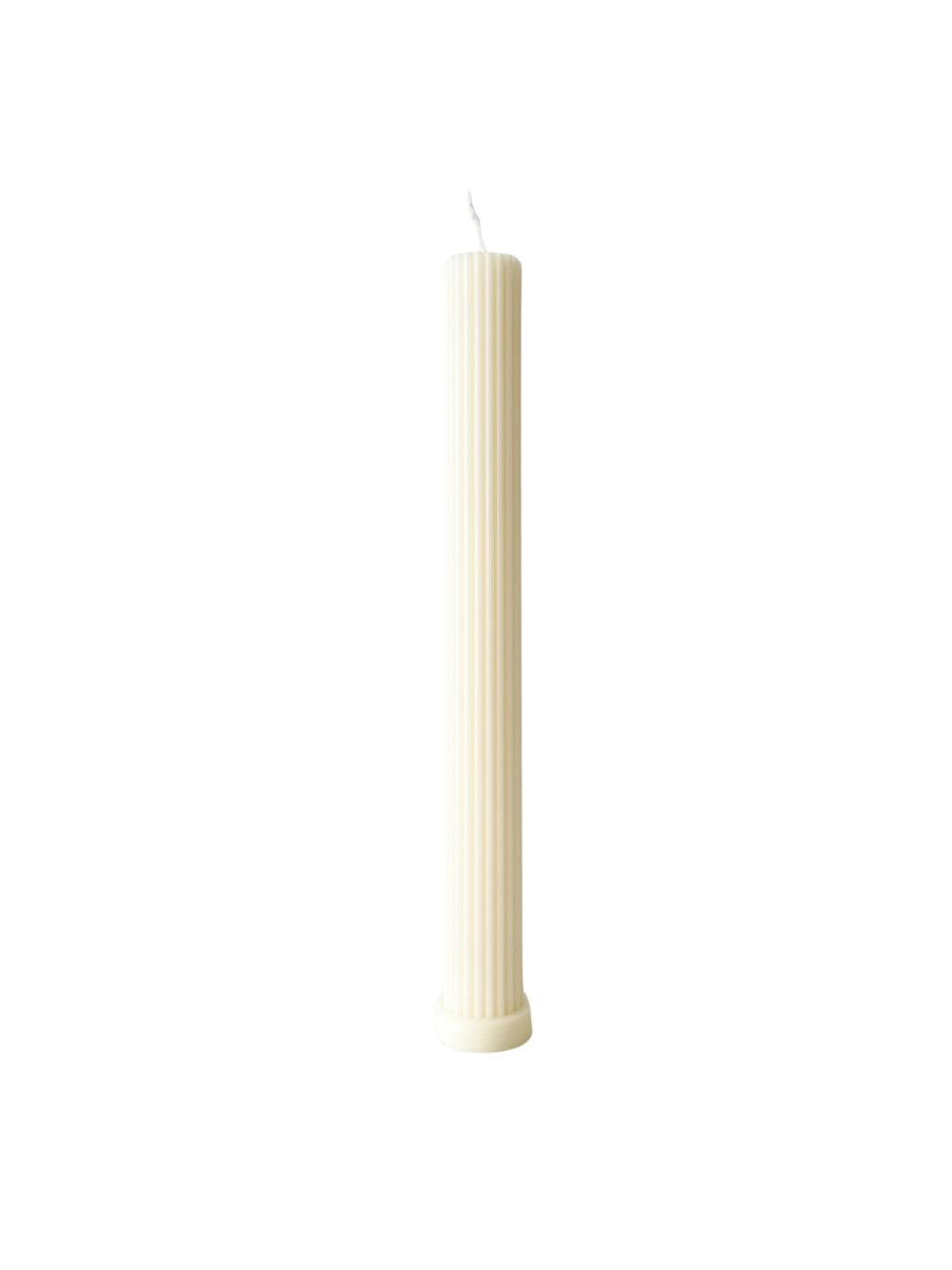 White Pleated Candle Taper