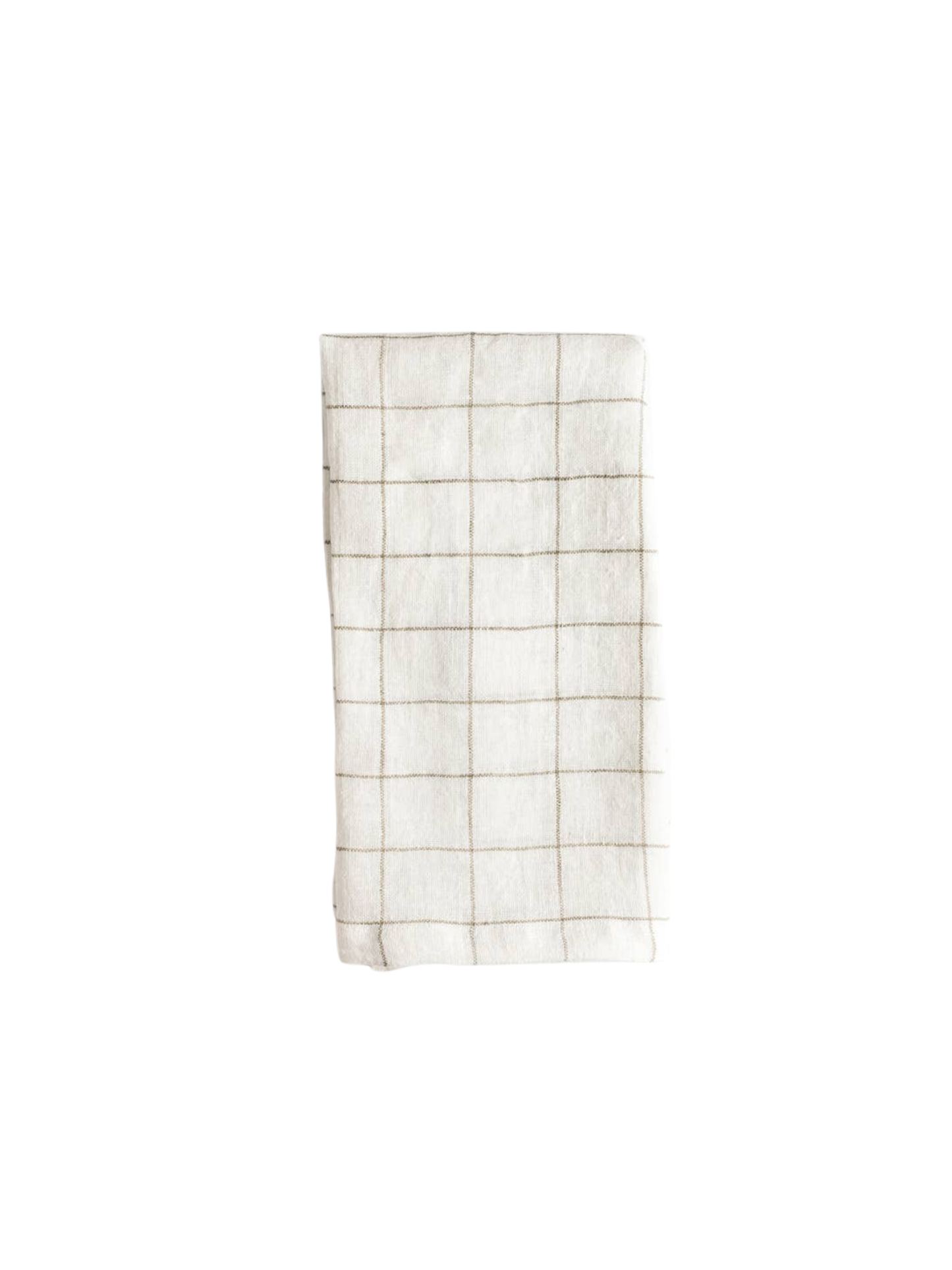 Stone Washed Linen Windowpane Plaid Napkins: Taupe