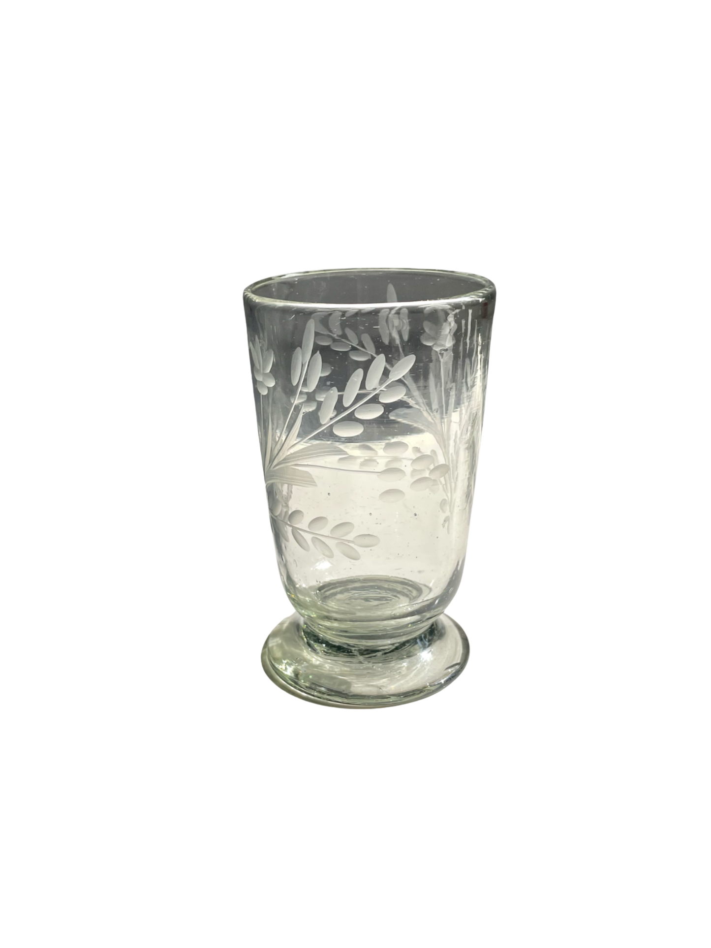 Hand-etched Blown Footed Glass