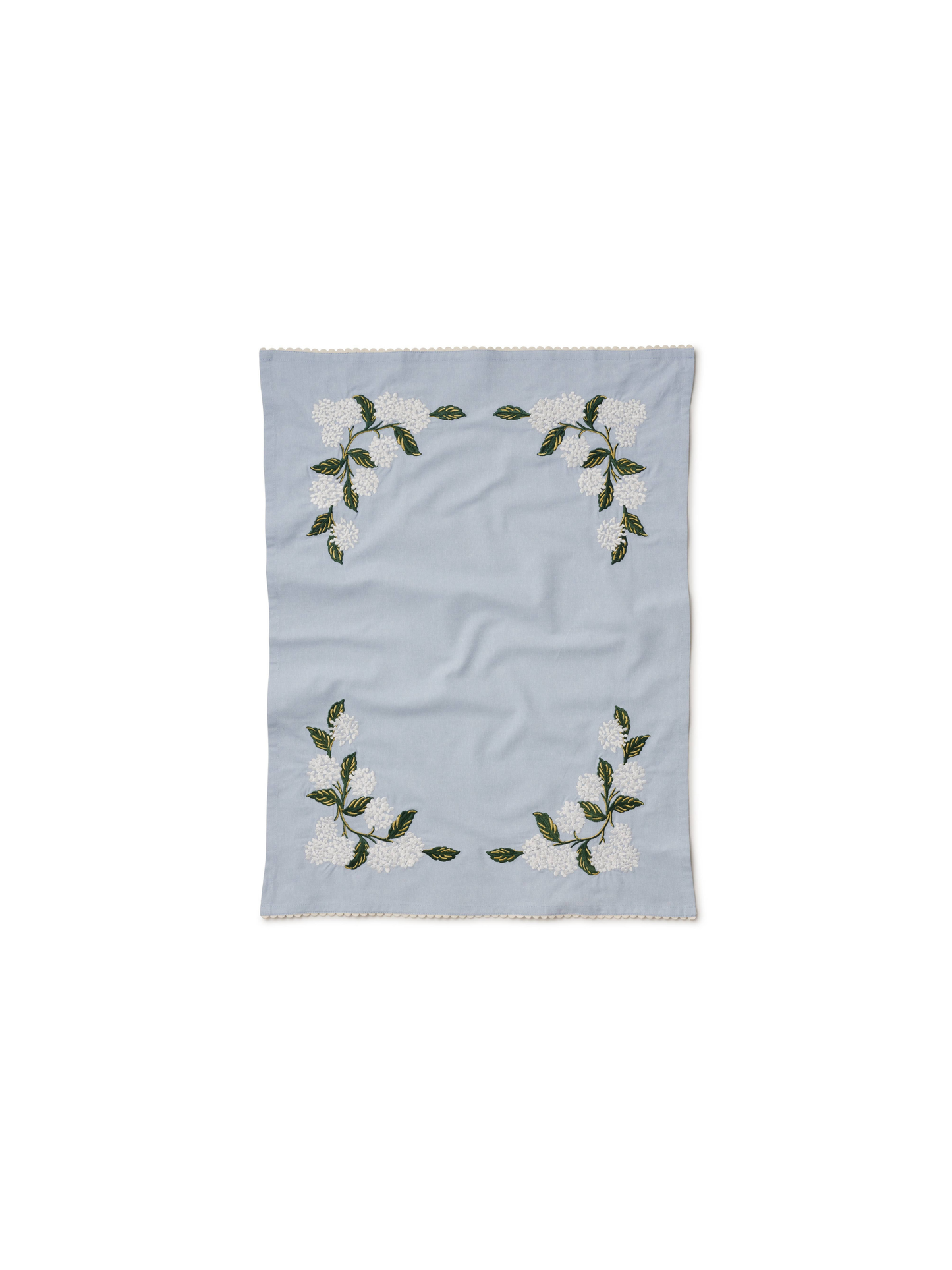 Hydrangea Embroidered Tea Towel