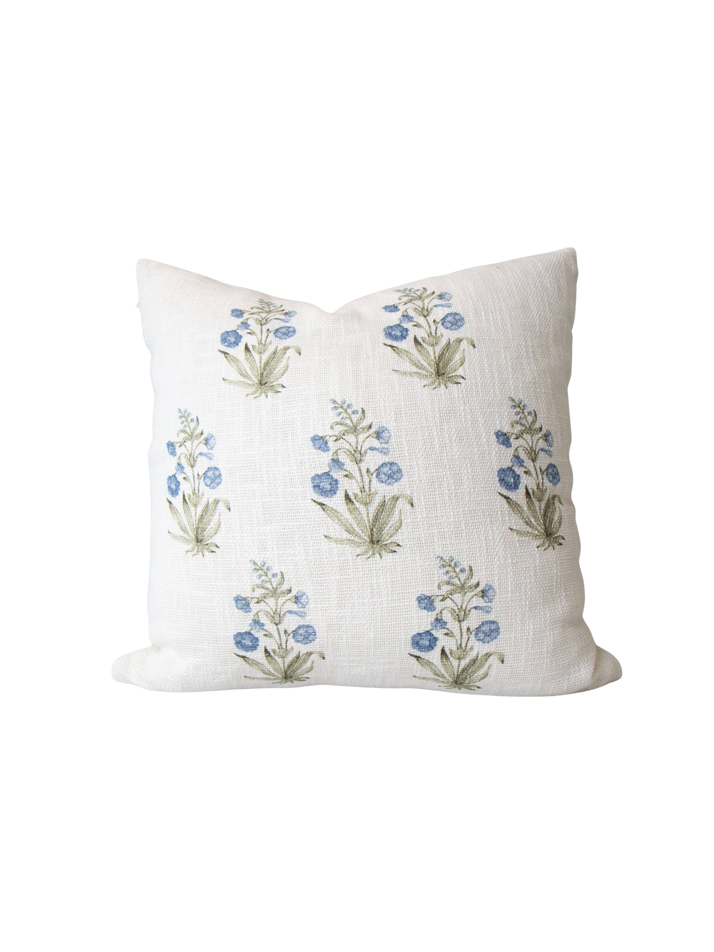 Lucie Blue Floral Block Print Pillow