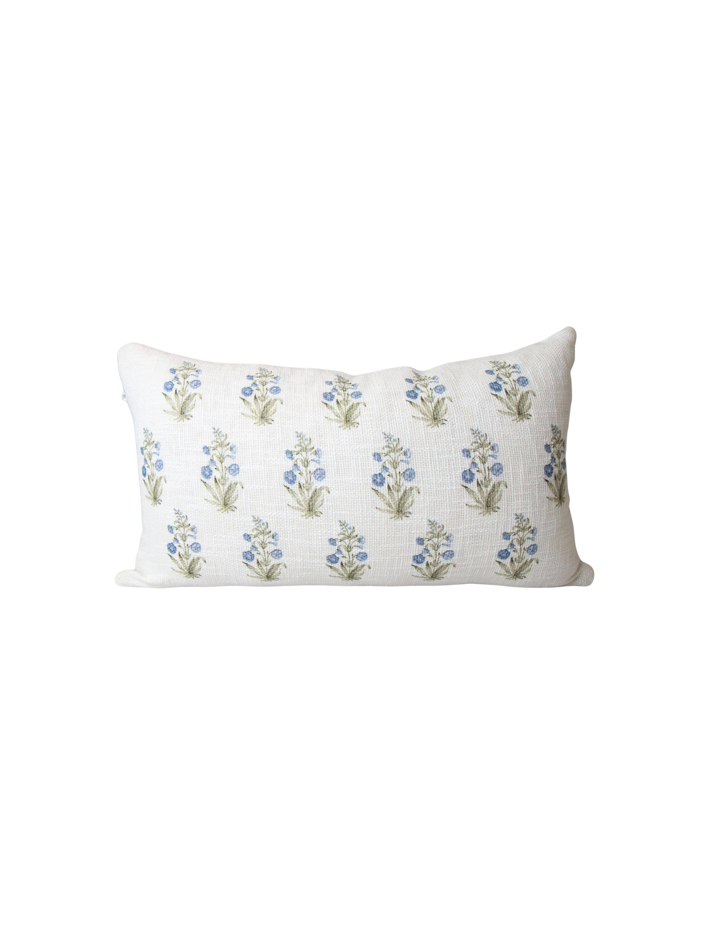 Lucie Block Print Floral Lumbar Pillow - Blue Decor
