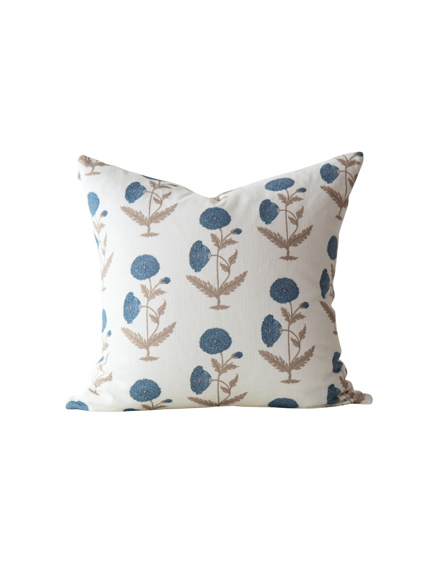 Daisy Blue Floral Block Print Pillow Cover