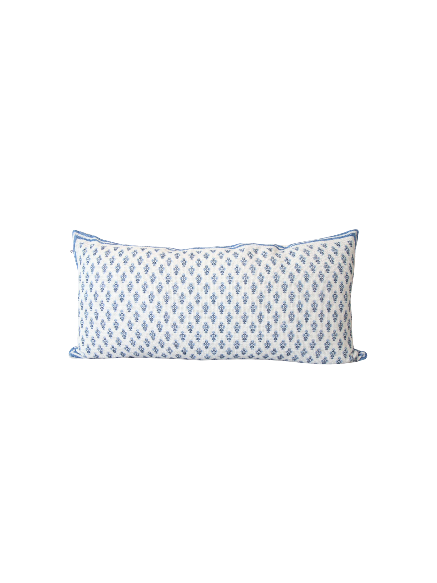 Celeste Blue Mughal Flower Lumbar Pillow