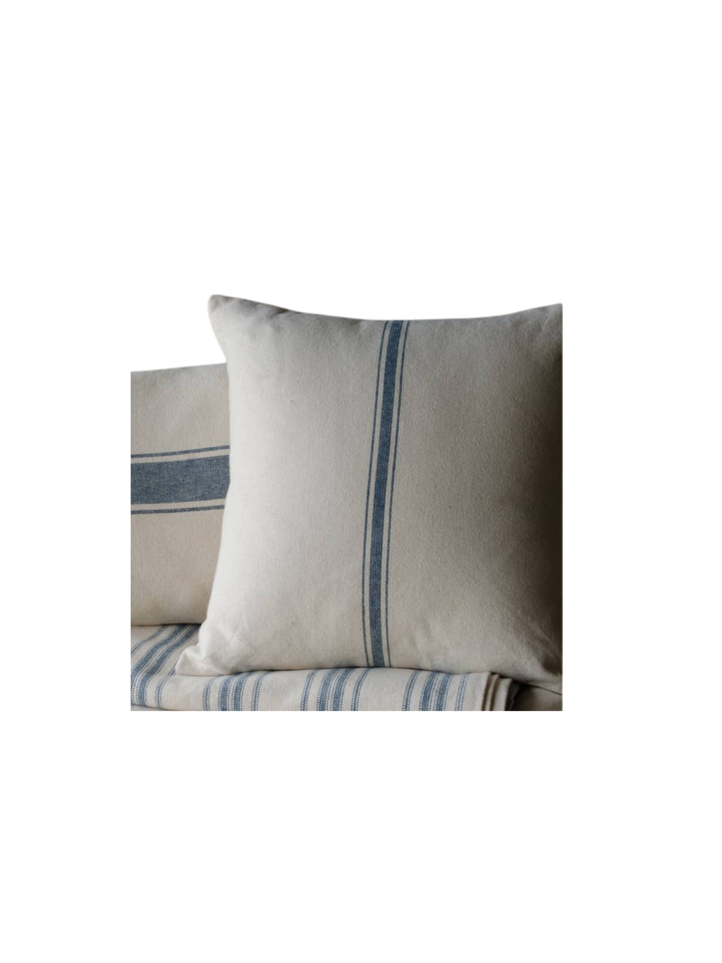 Grain Sack Stripe Blue Pillow