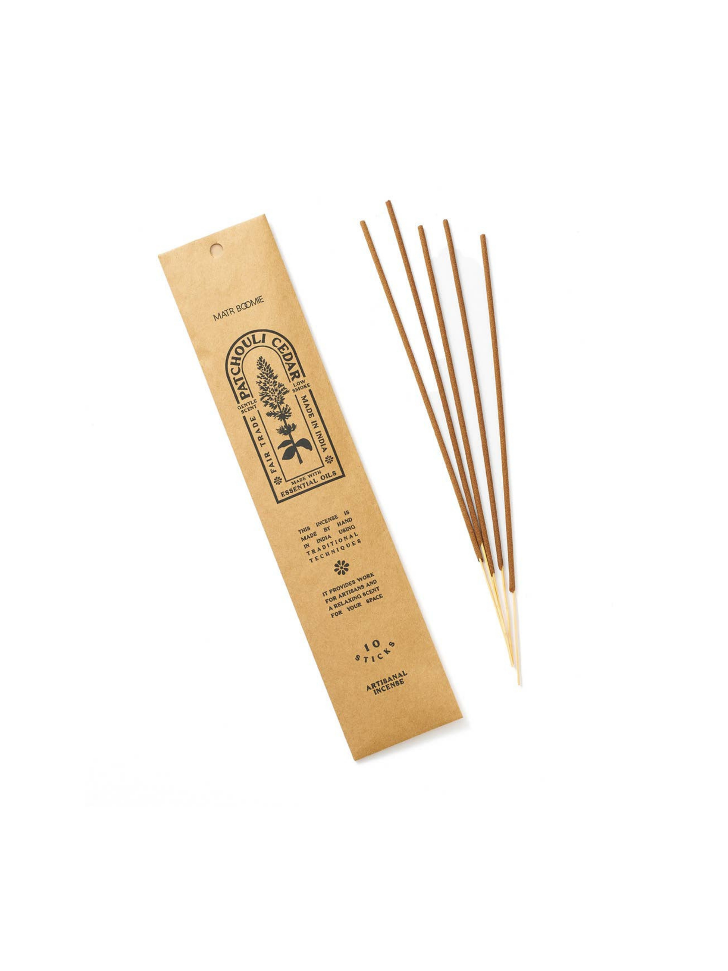 Patchouli Cedar Incense - 10 sticks, low smoke
