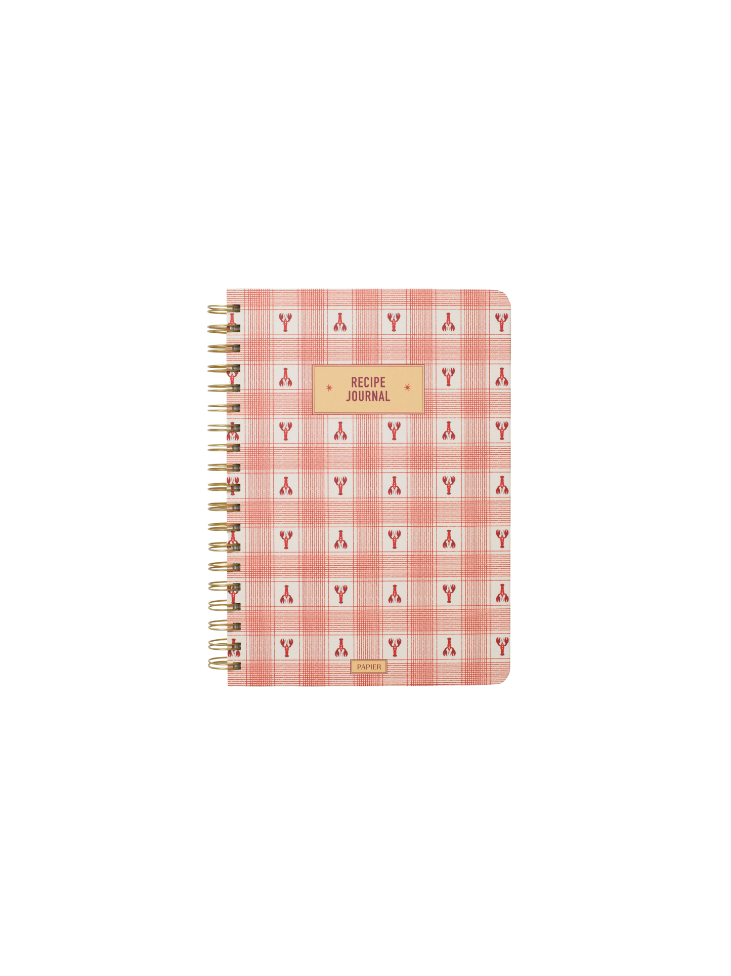 Lobster Gingham Hardcover Spiral Recipe Journal