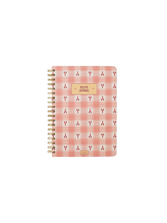 Lobster Gingham Hardcover Spiral Recipe Journal