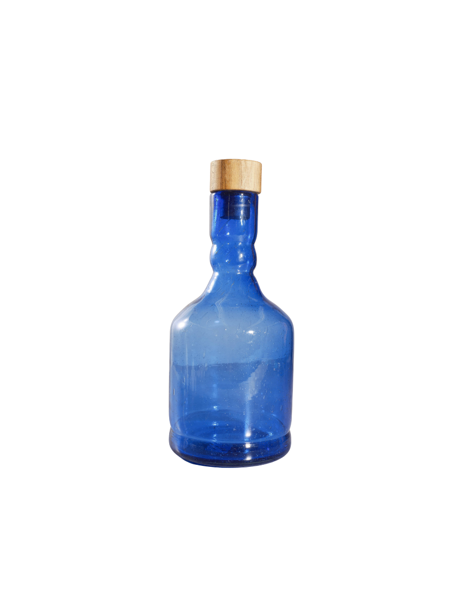 Blue Handblown Decanter with Topper