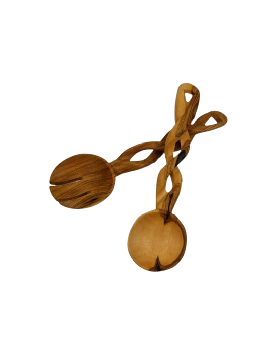 Twisted Olive Wood Salad Servers
