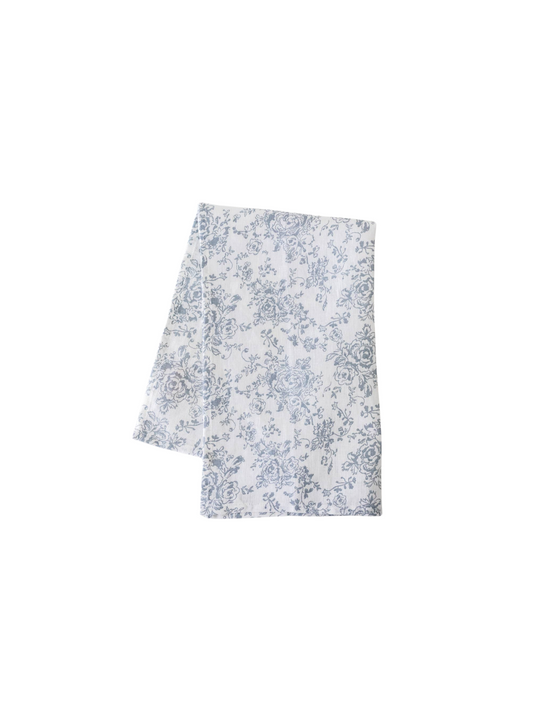 Tea Towel In Light Blue English Rose