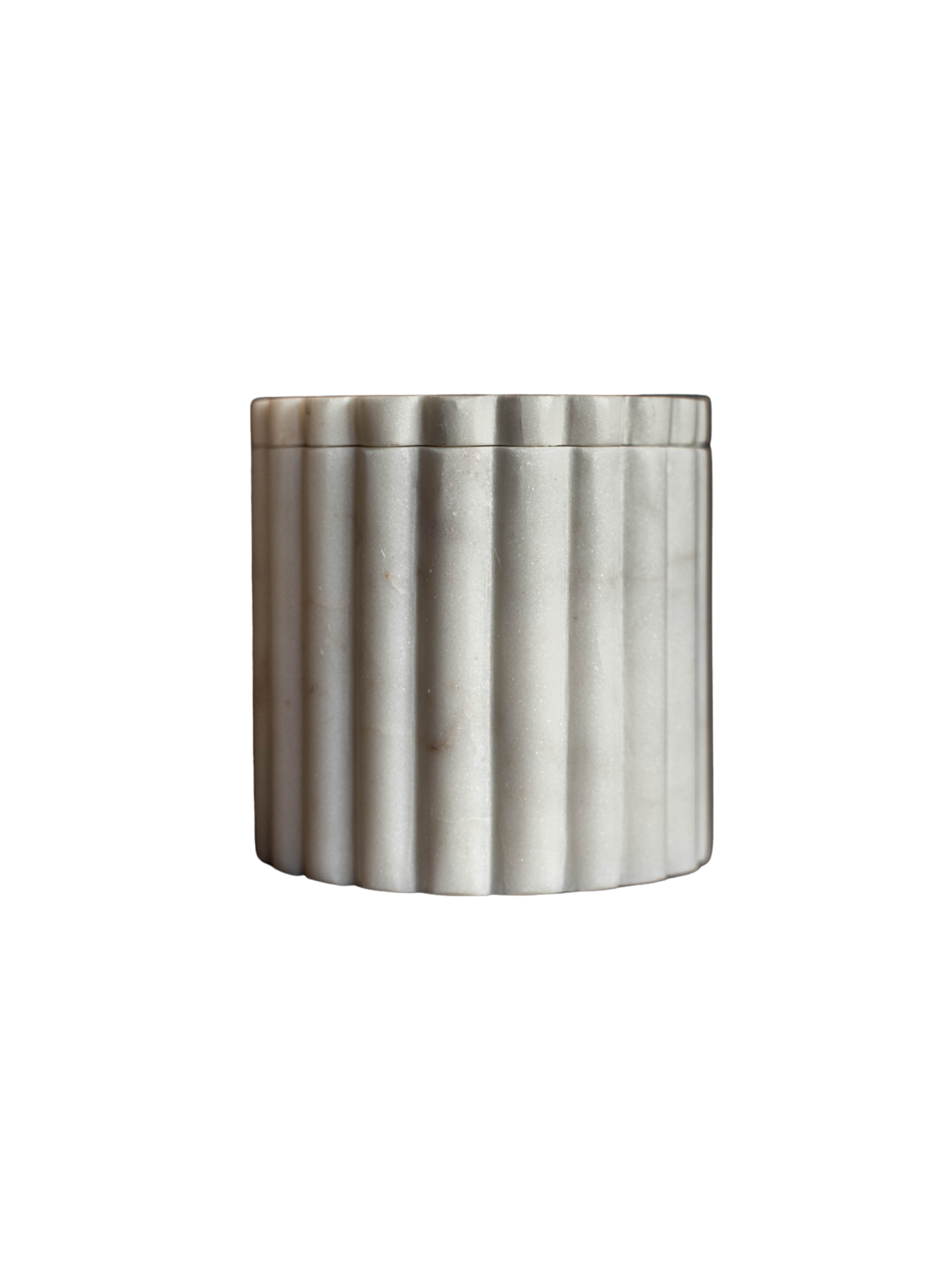 Fluted Jar Canister White Marble