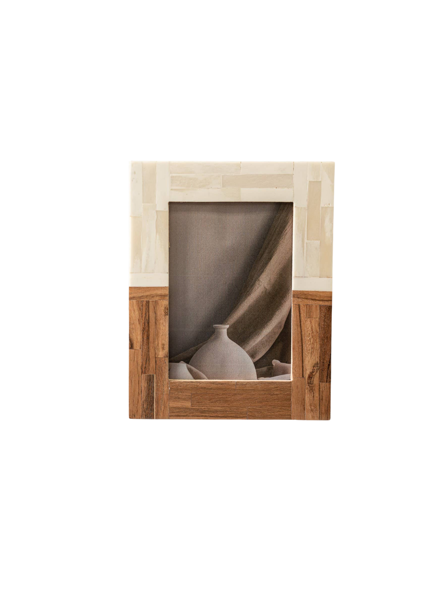 Half Split Wood & Bone Photo Frame