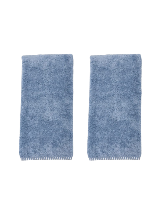 (Pair) Stitched Edge Hand Towel, Storm Blue