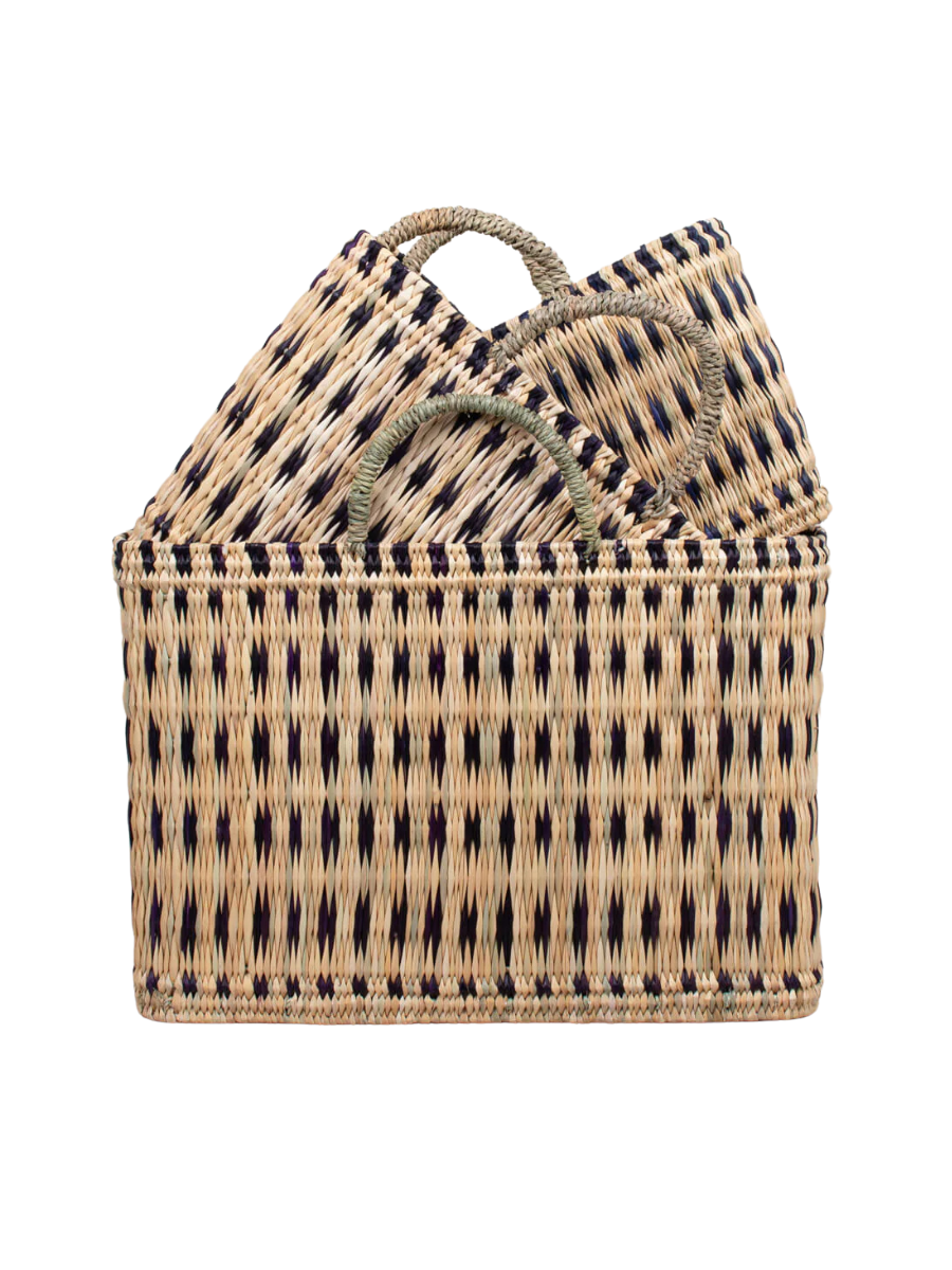 Indigo Woven Reed Basket