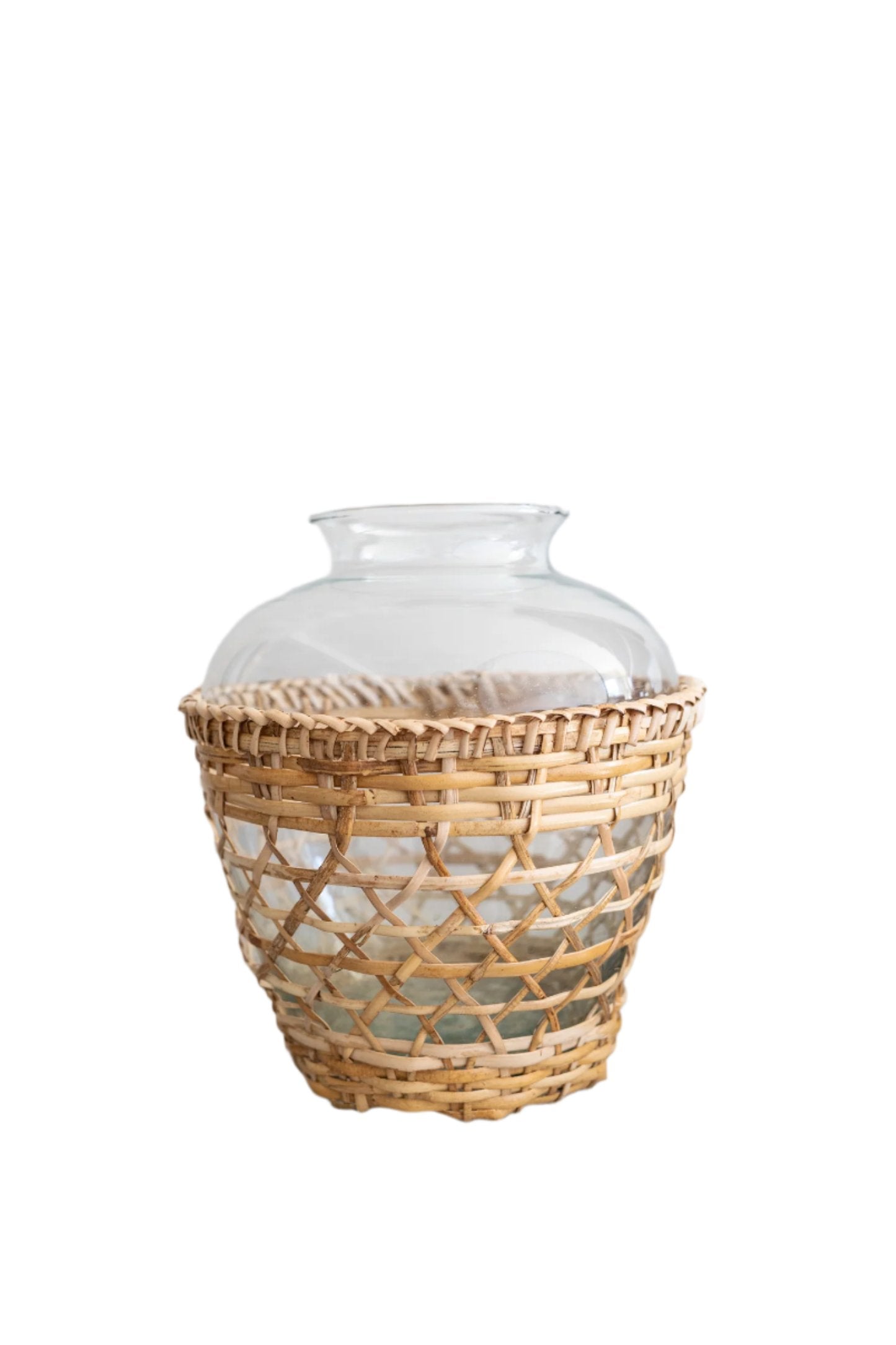 Rattan & Glass Vase