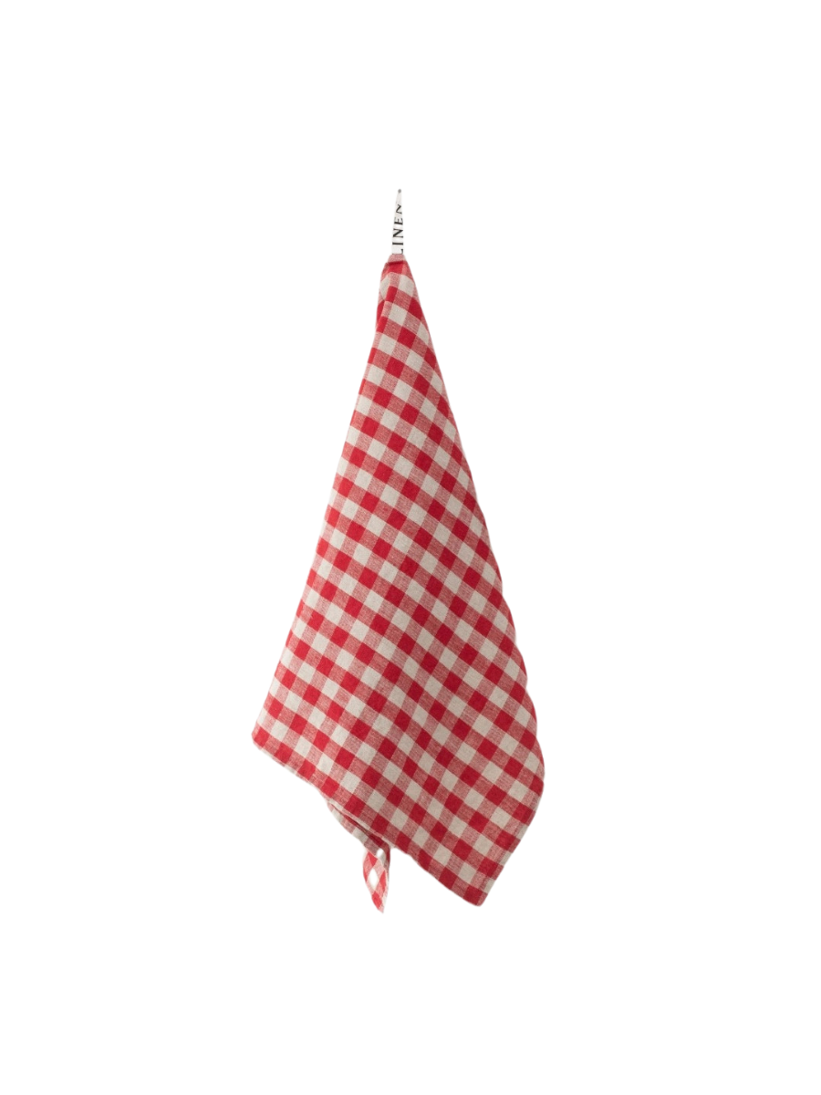 Red Gingham Vintage Linen Towel