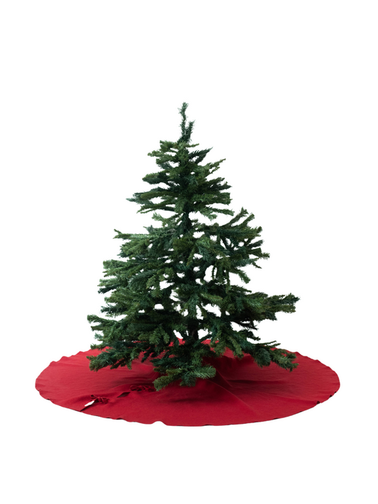 Red Linen Christmas Tree Skirt