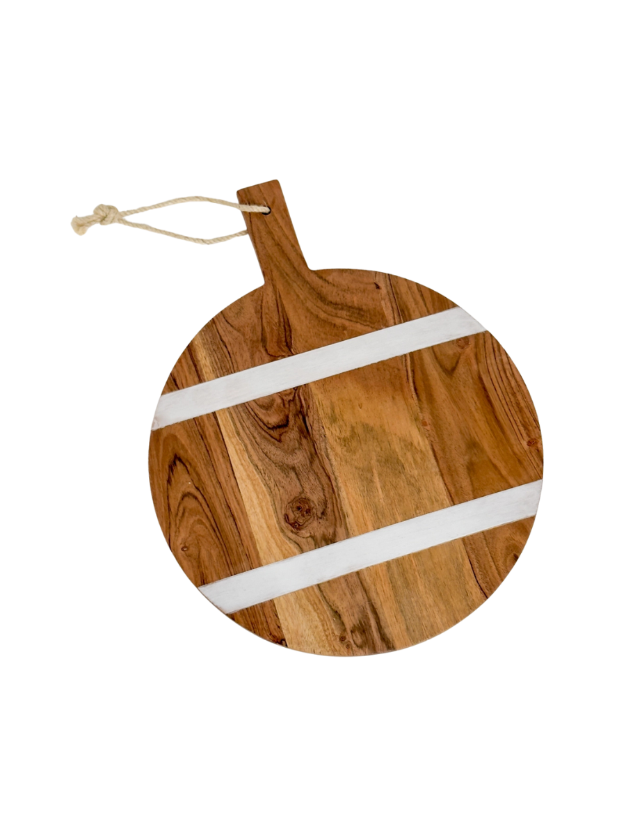 Round Rustic Board with White Stripes