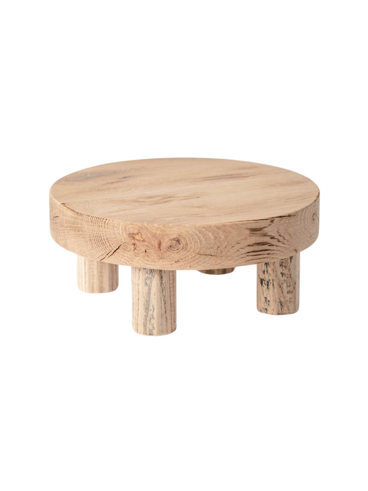 Round Reclaimed Wood Riser Stand