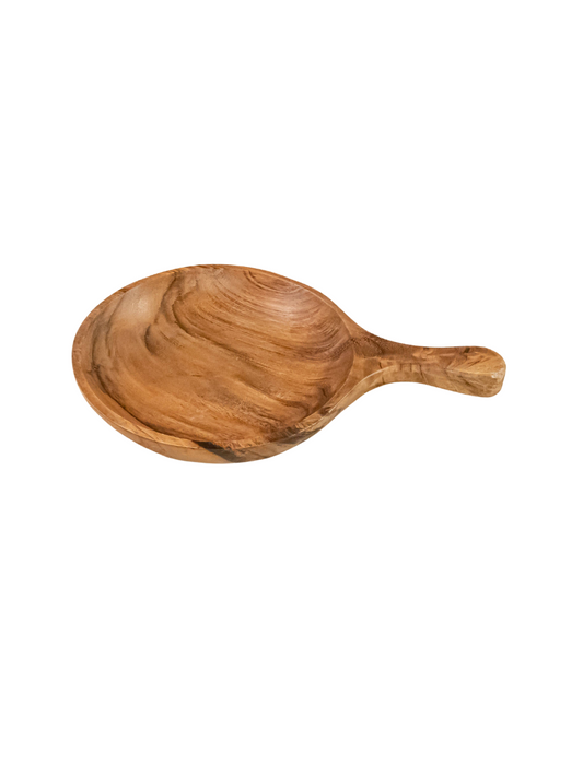 Round Acacia Wood Serving Bowl with Handles