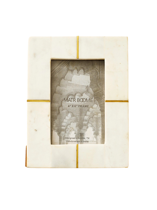 Sammita Frame Carved Marble Brass Inlay - 4" x 6"