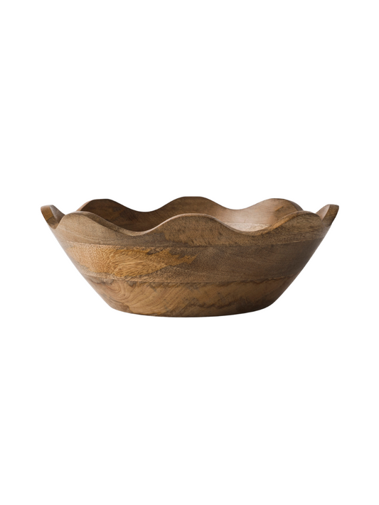 Scalloped Wooden Bowl - Large