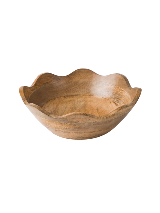 Scalloped Wooden Bowl - Medium