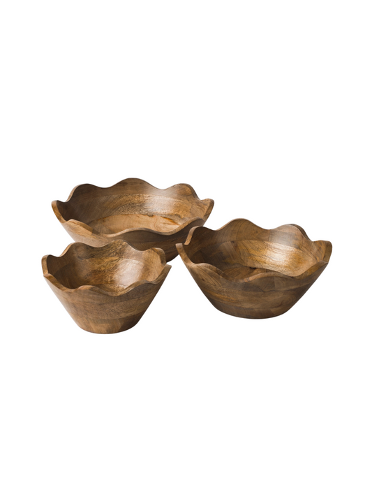 Scalloped Wooden Bowl - Small