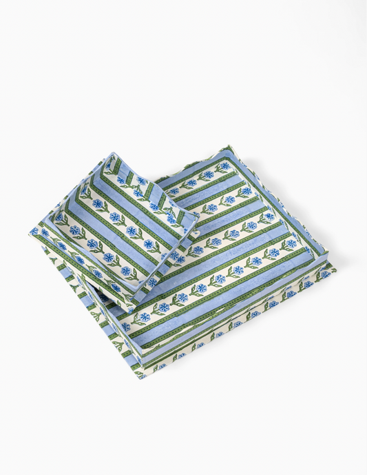 Scalloped Tray in Garden Blockprint  - Large