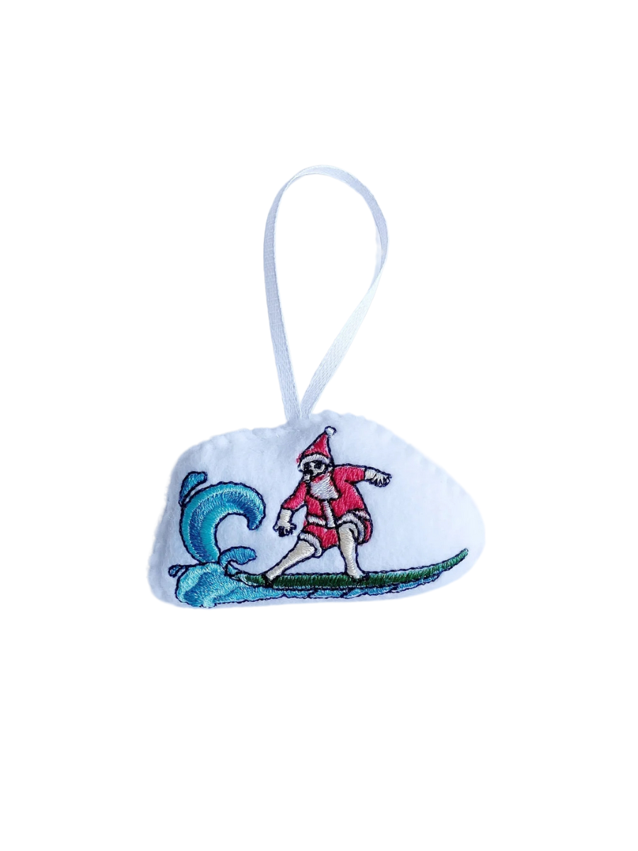 Surfing Santa Ornament