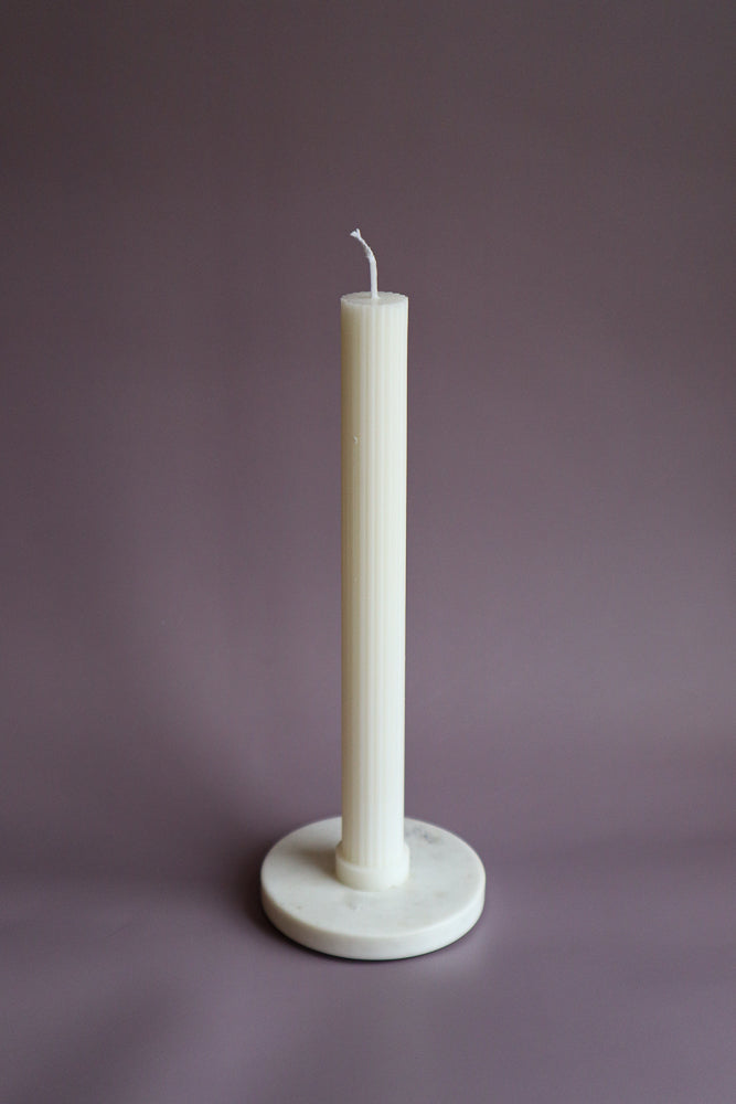 White Pleated Candle Taper