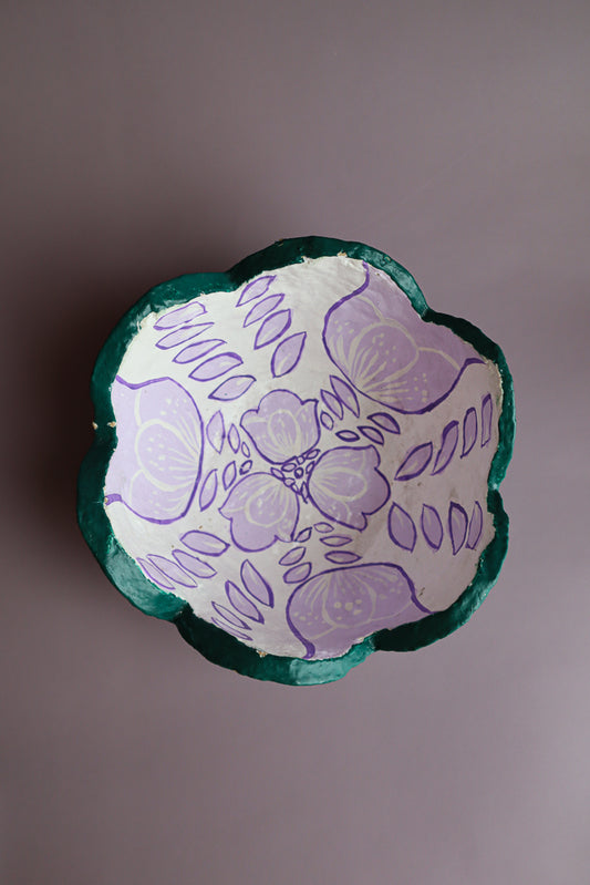 Tulip Paper Mache Scalloped Trinket Bowl