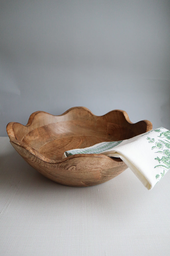 Scalloped Wooden Bowl - Large
