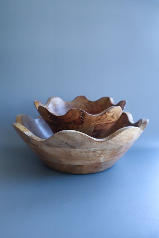 Scalloped Wooden Bowl - Small