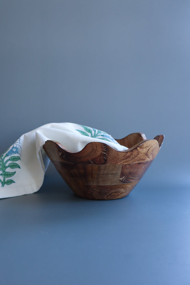 Scalloped Wooden Bowl - Small