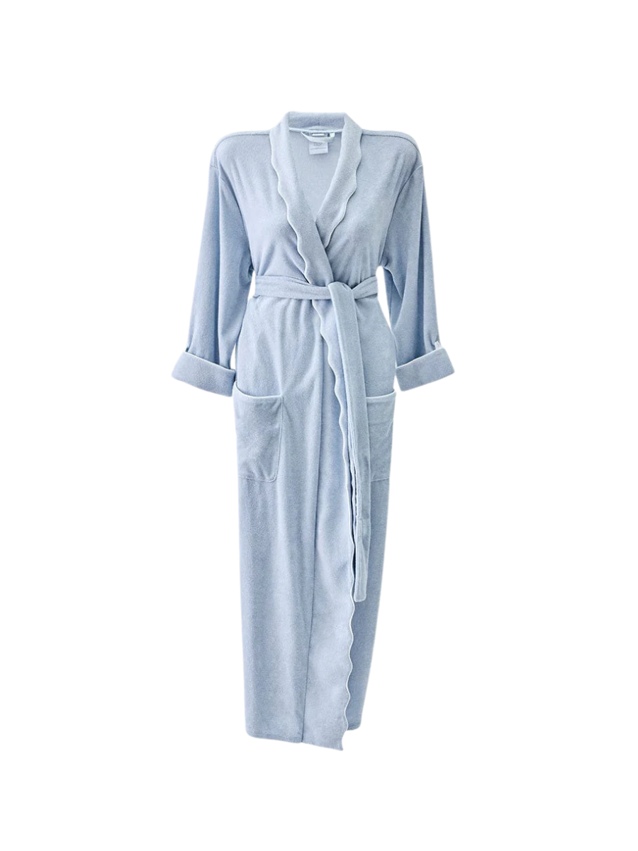 Women's Long Lightweight Scallop Robe in Robin's Egg The Dune Market Women's Long Lightweight Scallop Robe in Robin's Egg The Dune Market