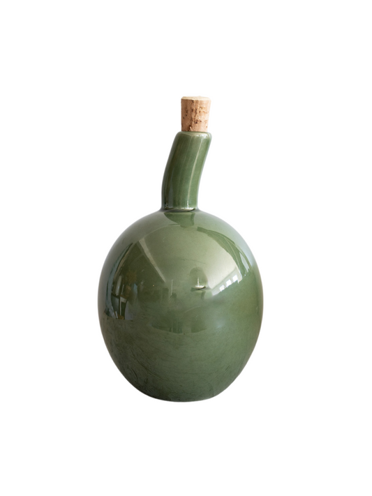 Zitouna Green Stoneware Olive Oil Bottle