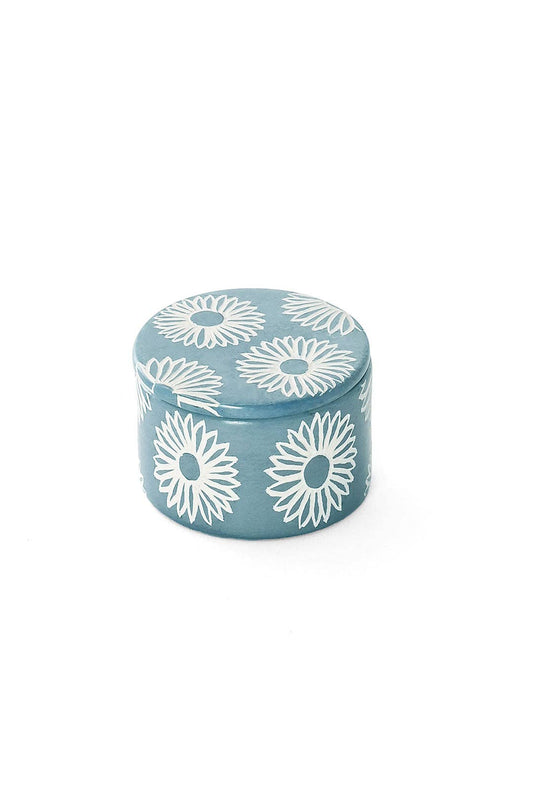 Blue Blossom Soapstone Box