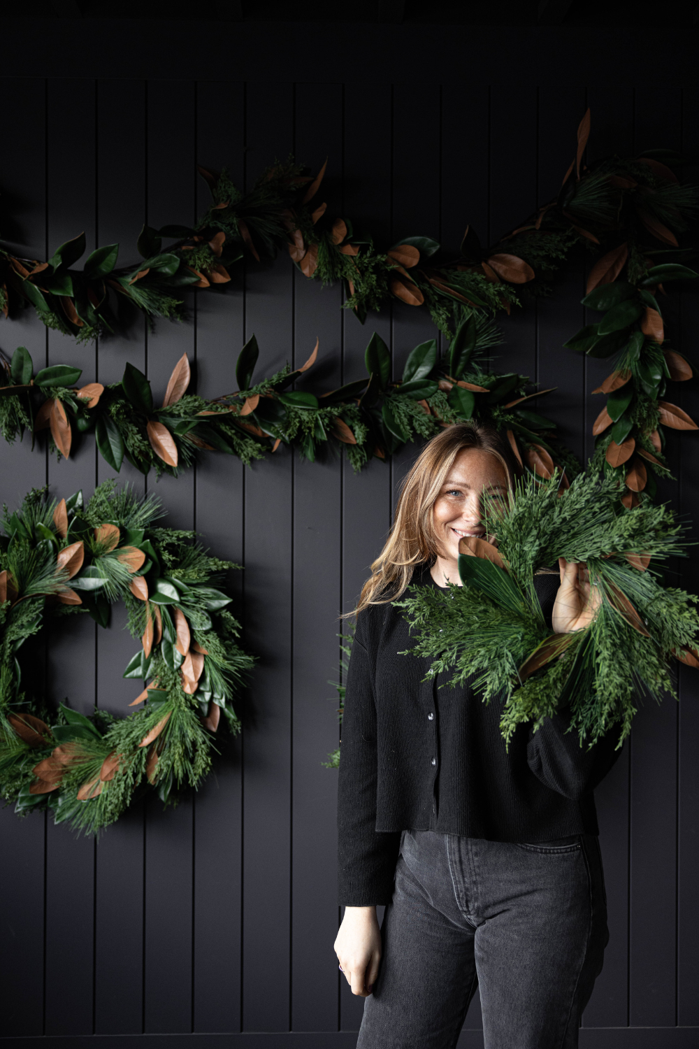 Magnolia Norfolk Cypress Mixed Real Touch Wreath - 14"