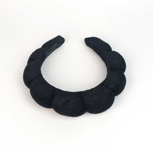 Serene Oasis Terry Cloth Bubble Spa Headbands: Black
