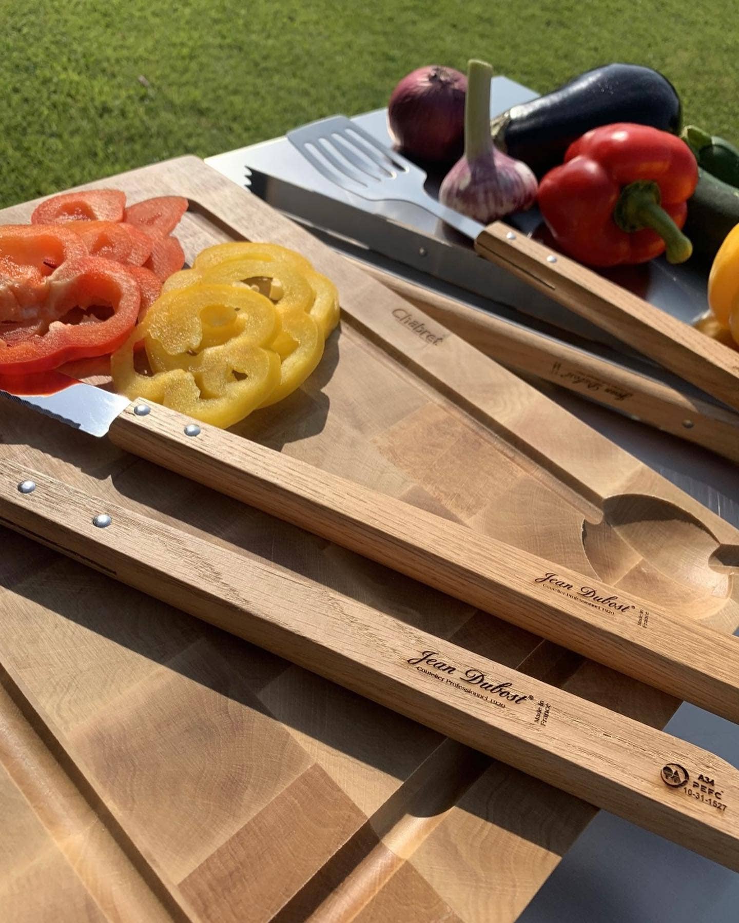 Jean Dubost 4-Piece Oak BBQ Set