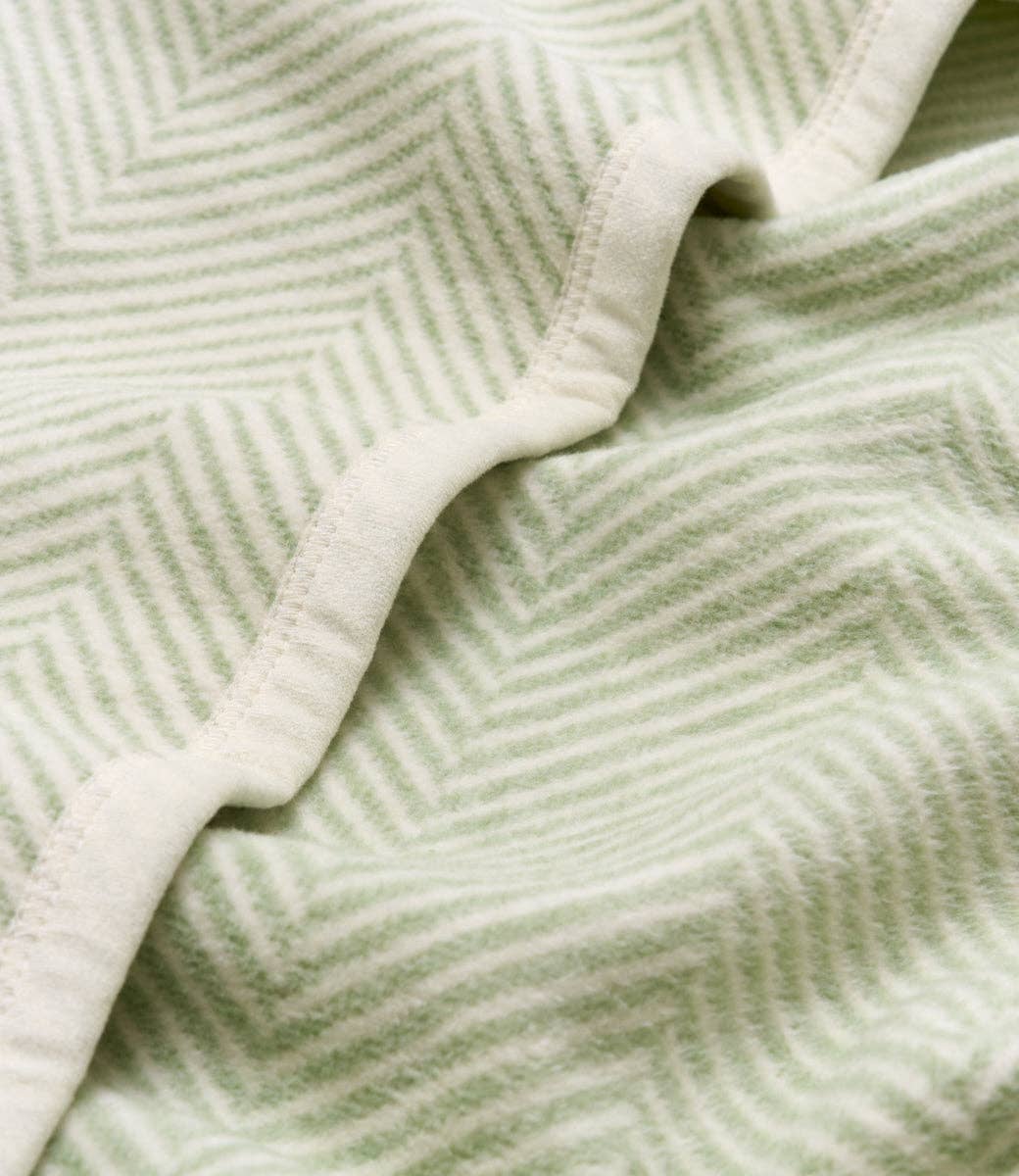 Harborview Herringbone Sprout Green Blanket, Mini