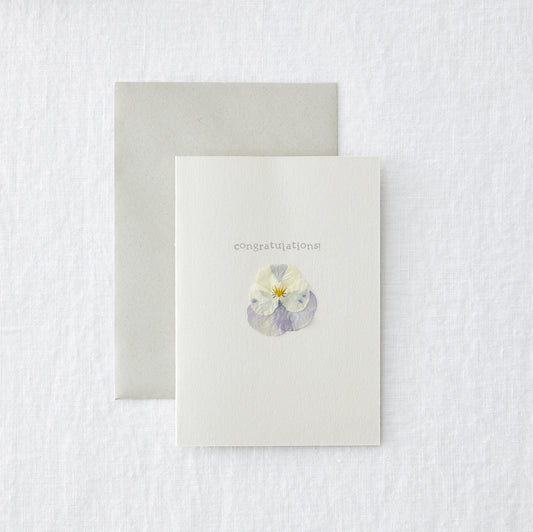 Congratulations Greeting Card with Pressed Flower